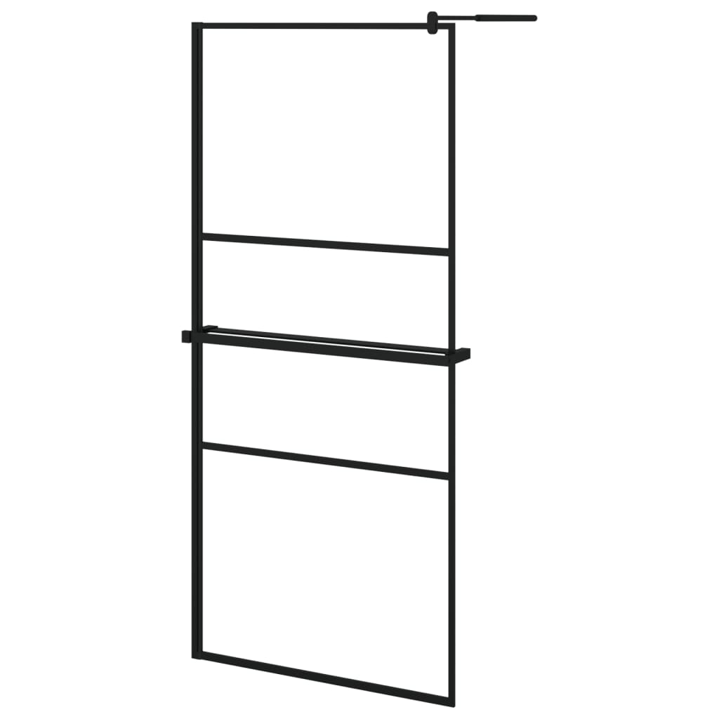 Paravan duș walk-in cu raft negru 90x195 cm sticlă ESG/aluminiu