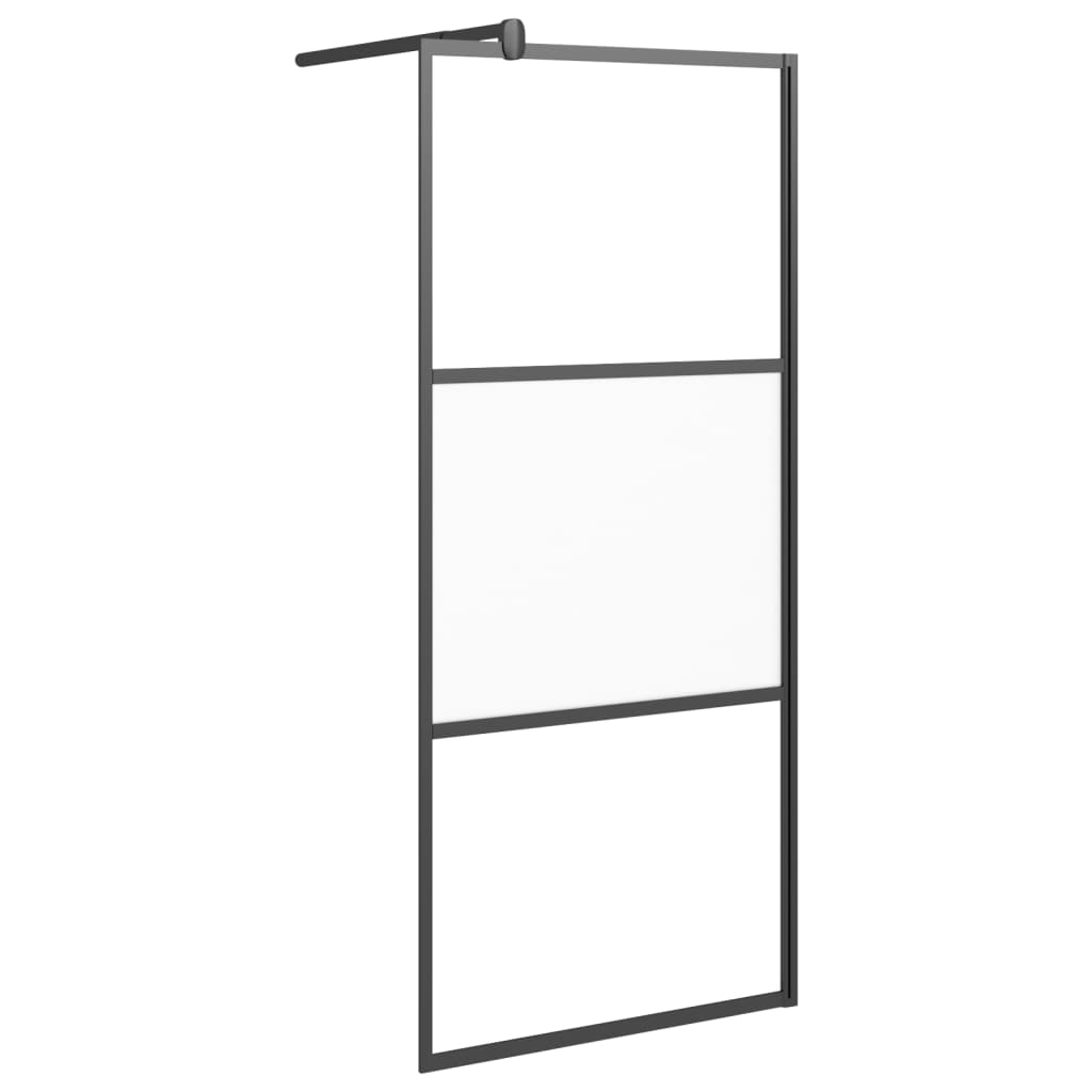 Paravan duș walk-in cu raft negru 90x195 cm sticlă ESG/aluminiu