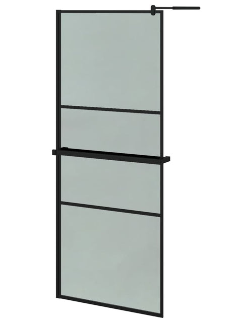 Încărcați imaginea în vizualizatorul Galerie, Paravan duș walk-in cu raft negru 90x195 cm sticlă ESG/aluminiu
