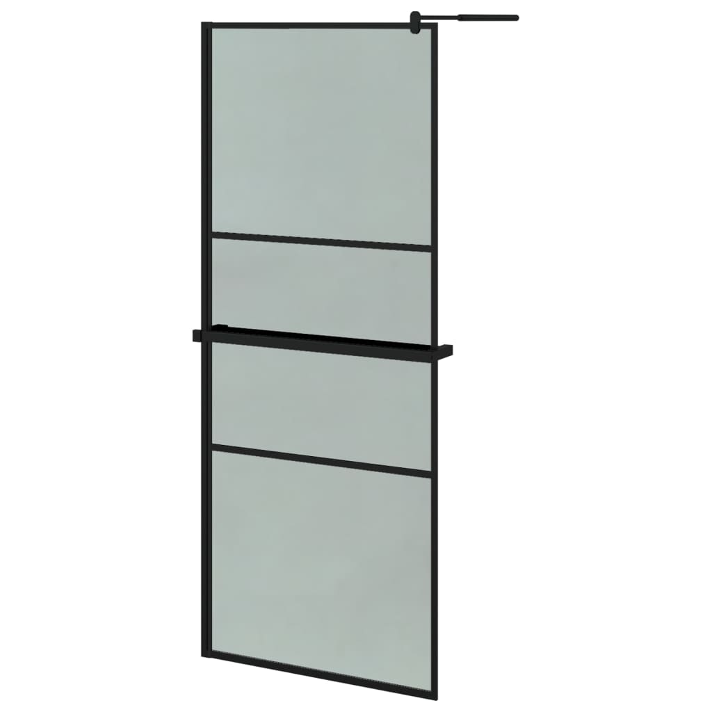 Paravan duș walk-in cu raft negru 90x195 cm sticlă ESG/aluminiu