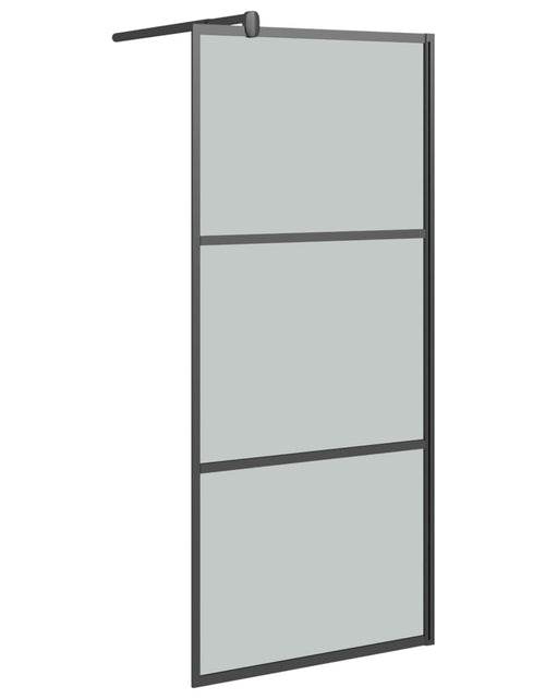 Încărcați imaginea în vizualizatorul Galerie, Paravan duș walk-in cu raft negru 100x195cm sticlă ESG/aluminiu
