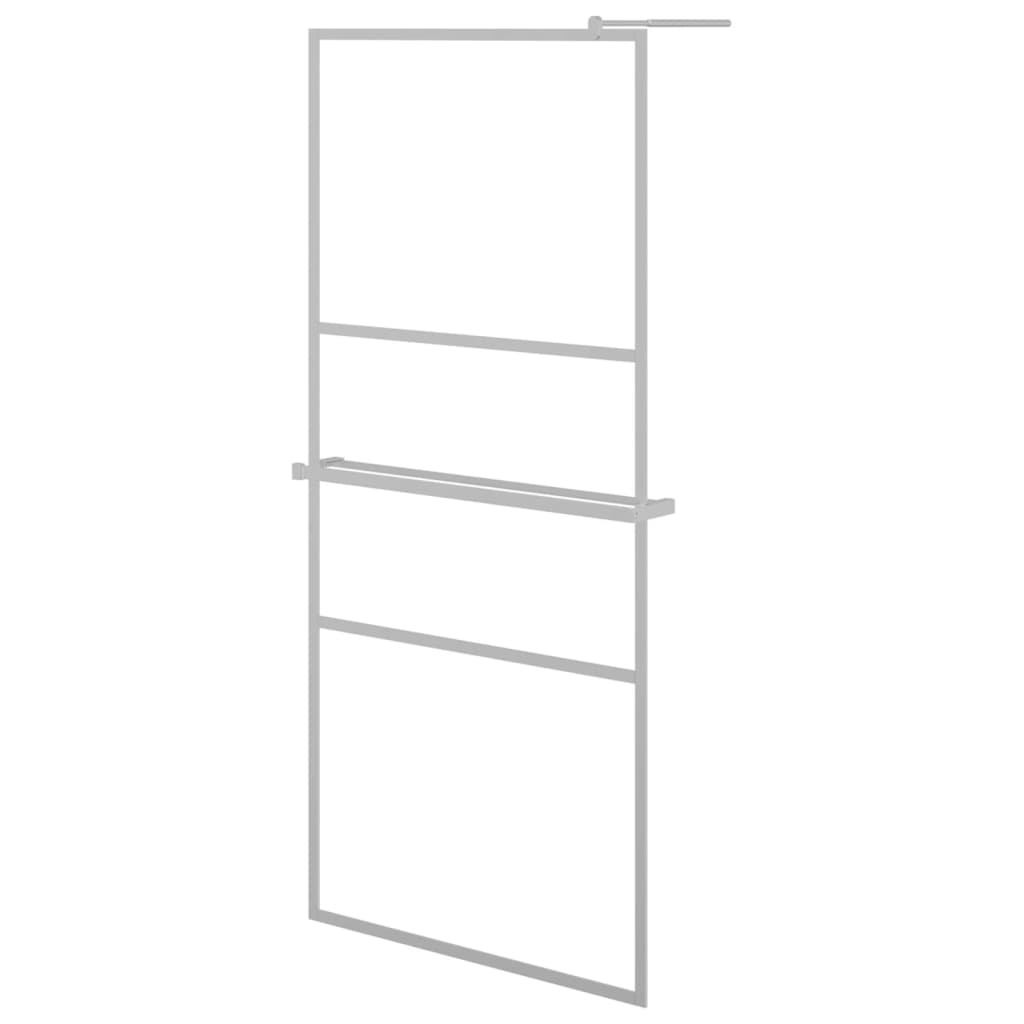 Paravan duș walk-in cu raft crom 90x195 cm sticlă ESG/aluminiu