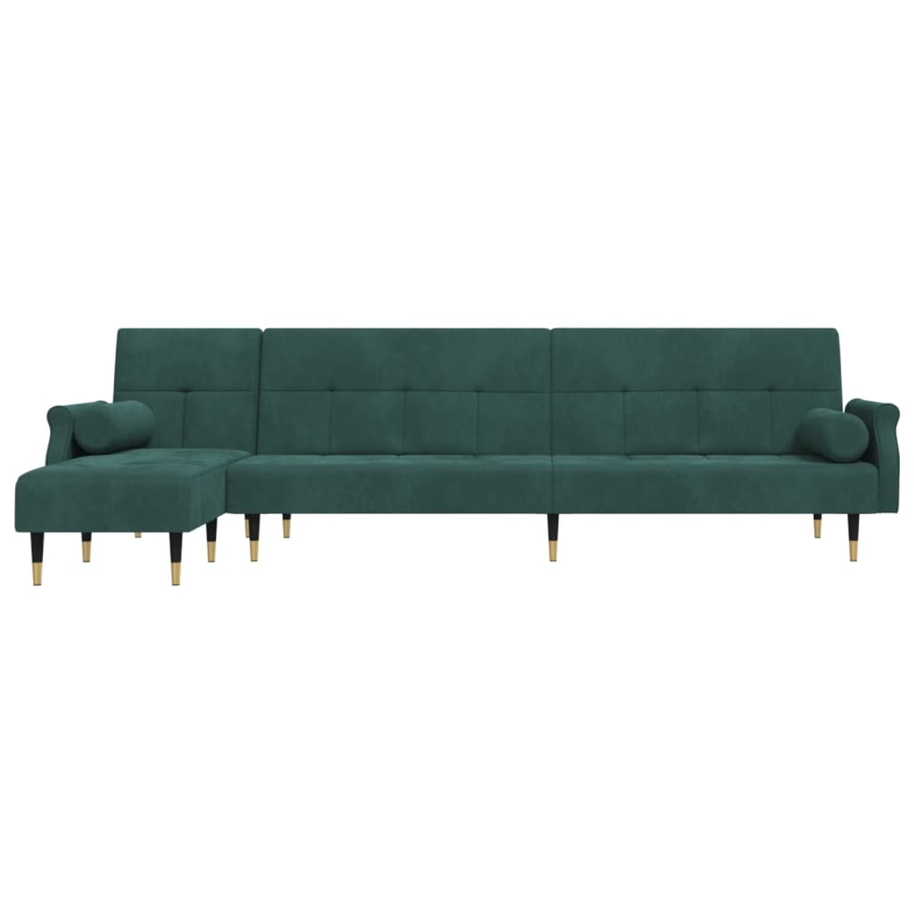 Canapea extensibilă în formă de L verde 271x140x70 cm catifea