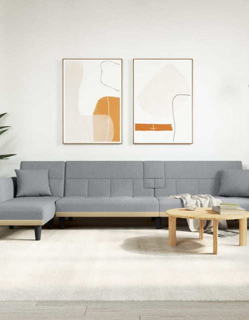 Încărcați imaginea în vizualizatorul Galerie, Canapea extensibilă în formă de L gri 275x140x70 cm textil
