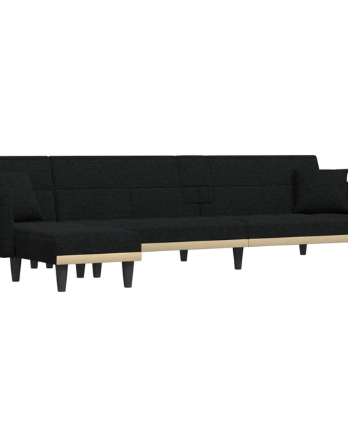 Încărcați imaginea în vizualizatorul Galerie, Canapea extensibilă în formă de L negru 275x140x70 cm textil - Lando
