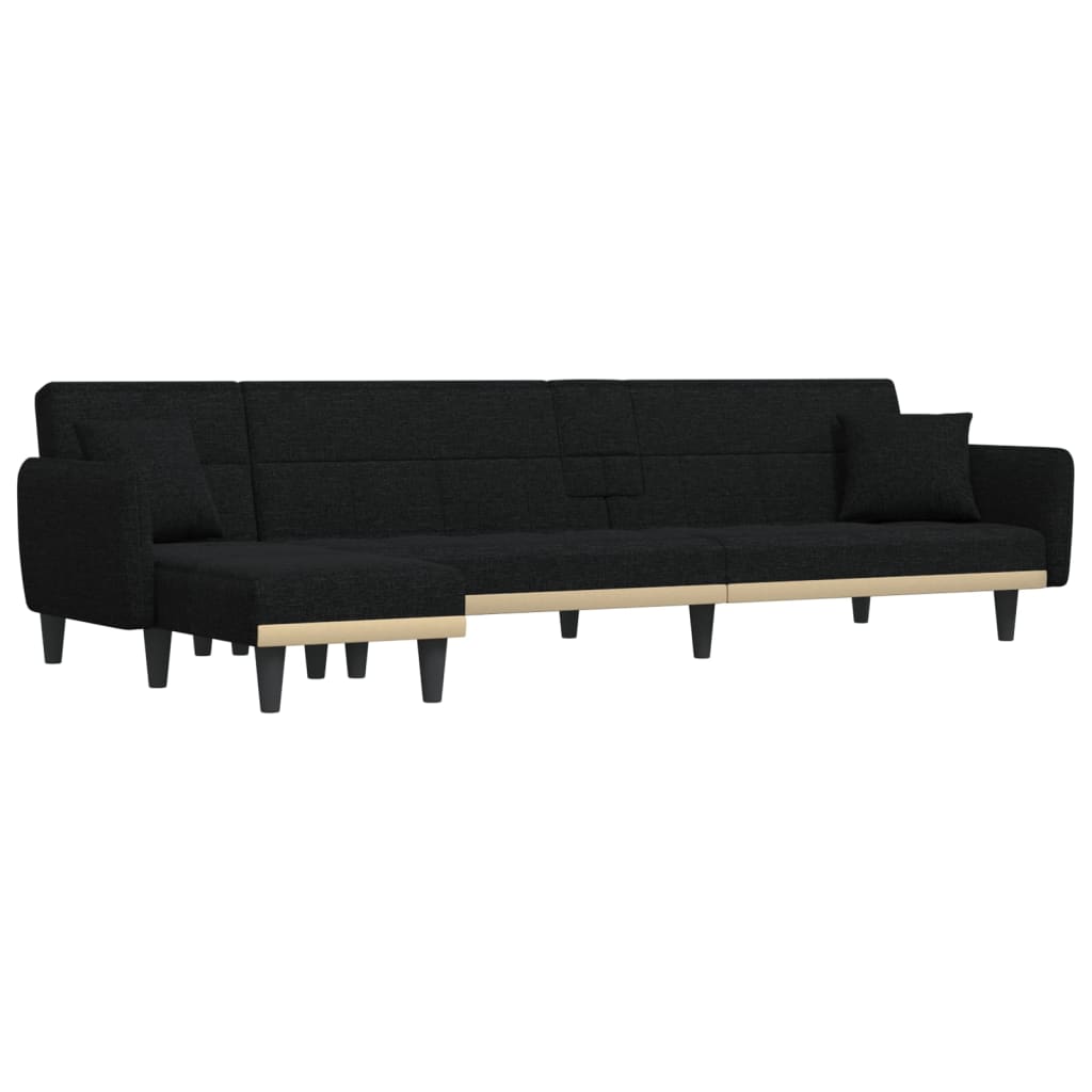 Canapea extensibilă în formă de L negru 275x140x70 cm textil - Lando