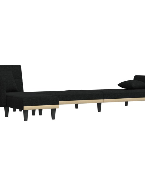 Încărcați imaginea în vizualizatorul Galerie, Canapea extensibilă în formă de L negru 275x140x70 cm textil - Lando
