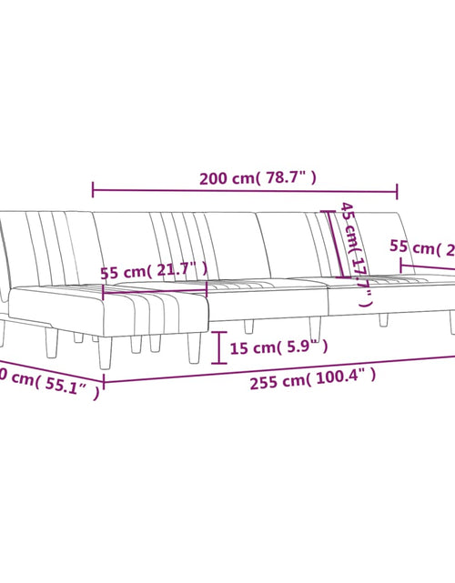 Загрузите изображение в средство просмотра галереи, Canapea extensibilă în formă de L gri 255x140x70 cm textil
