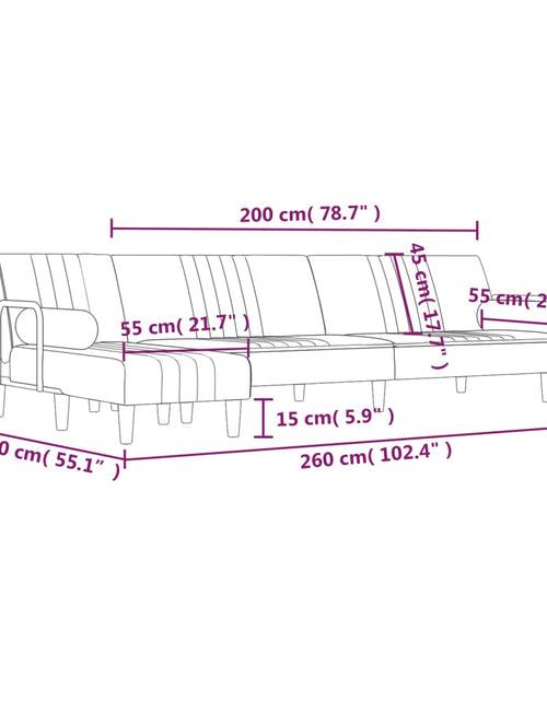 Загрузите изображение в средство просмотра галереи, Canapea extensibilă în formă de L gri 260x140x70 cm catifea
