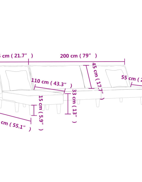 Загрузите изображение в средство просмотра галереи, Canapea extensibilă în formă de L gri 255x140x70 cm textil
