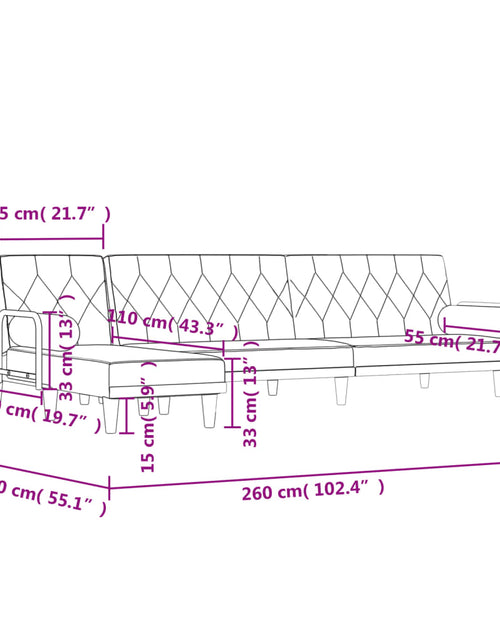 Încărcați imaginea în vizualizatorul Galerie, Canapea extensibilă în formă de L gri 260x140x70 cm textil
