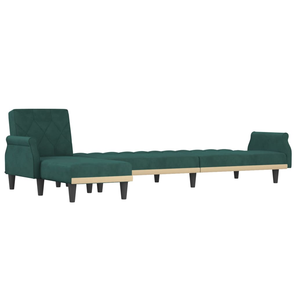 Canapea extensibilă în formă de L verde 271x140x70 cm catifea