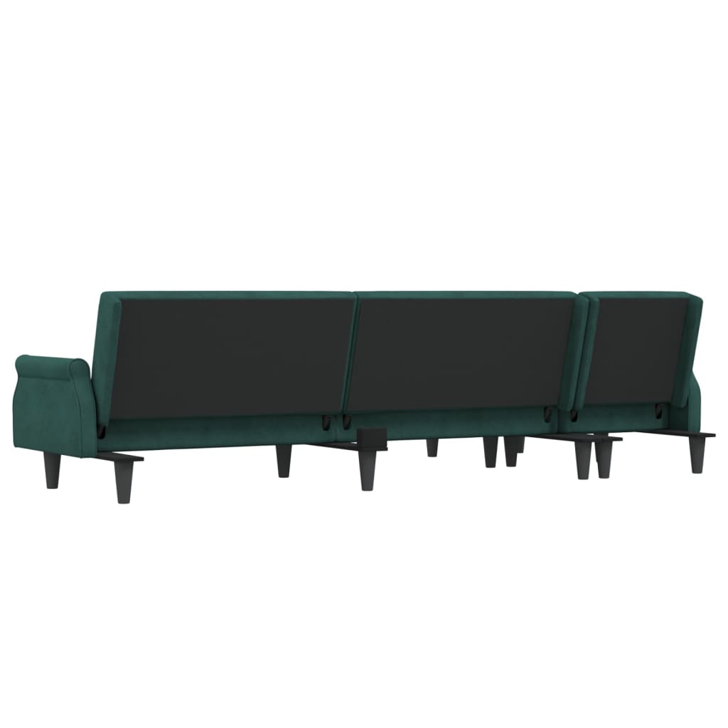 Canapea extensibilă în formă de L verde 271x140x70 cm catifea