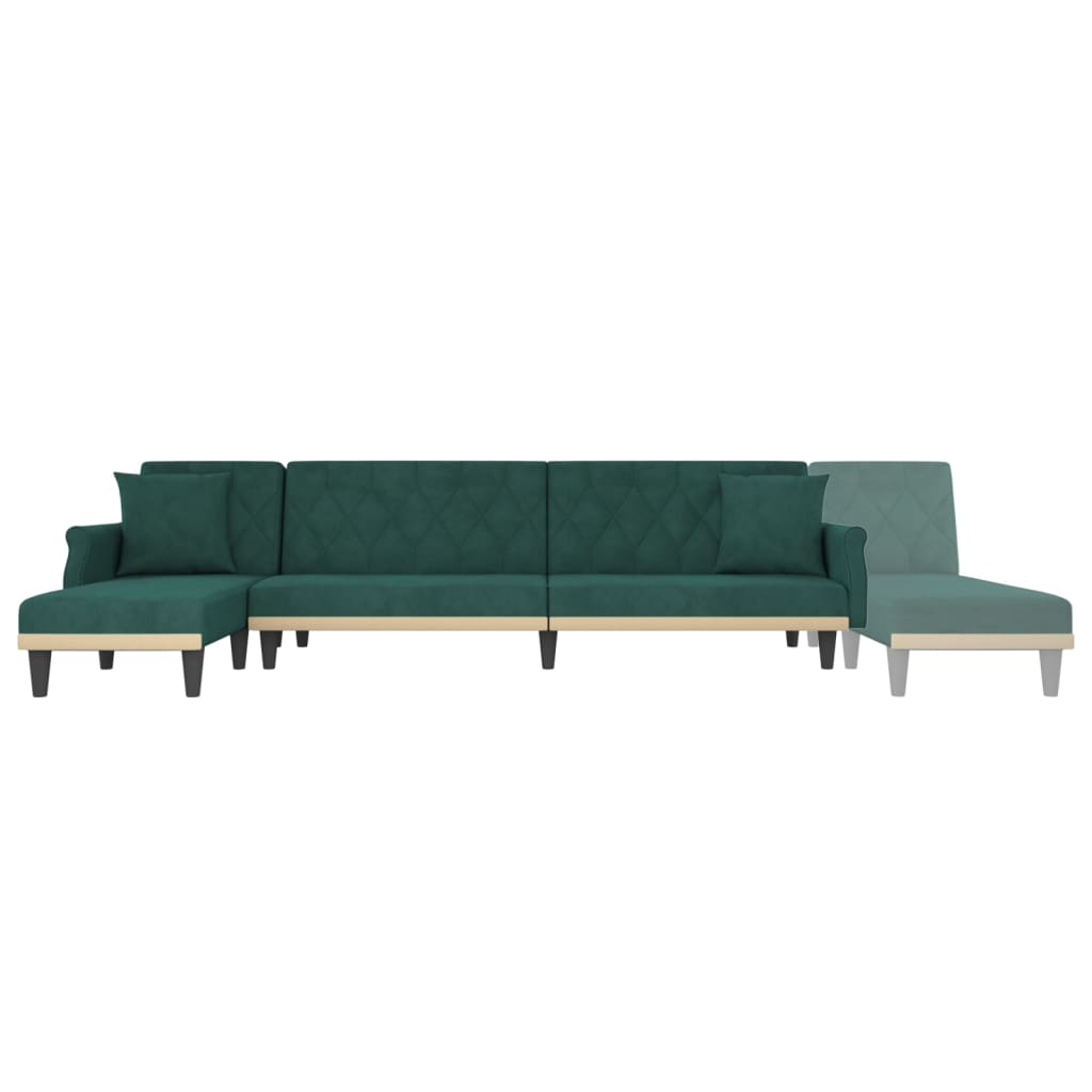 Canapea extensibilă în formă de L verde 271x140x70 cm catifea