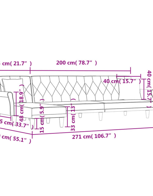 Încărcați imaginea în vizualizatorul Galerie, Canapea extensibilă în formă de L negru 271x140x70 cm catifea
