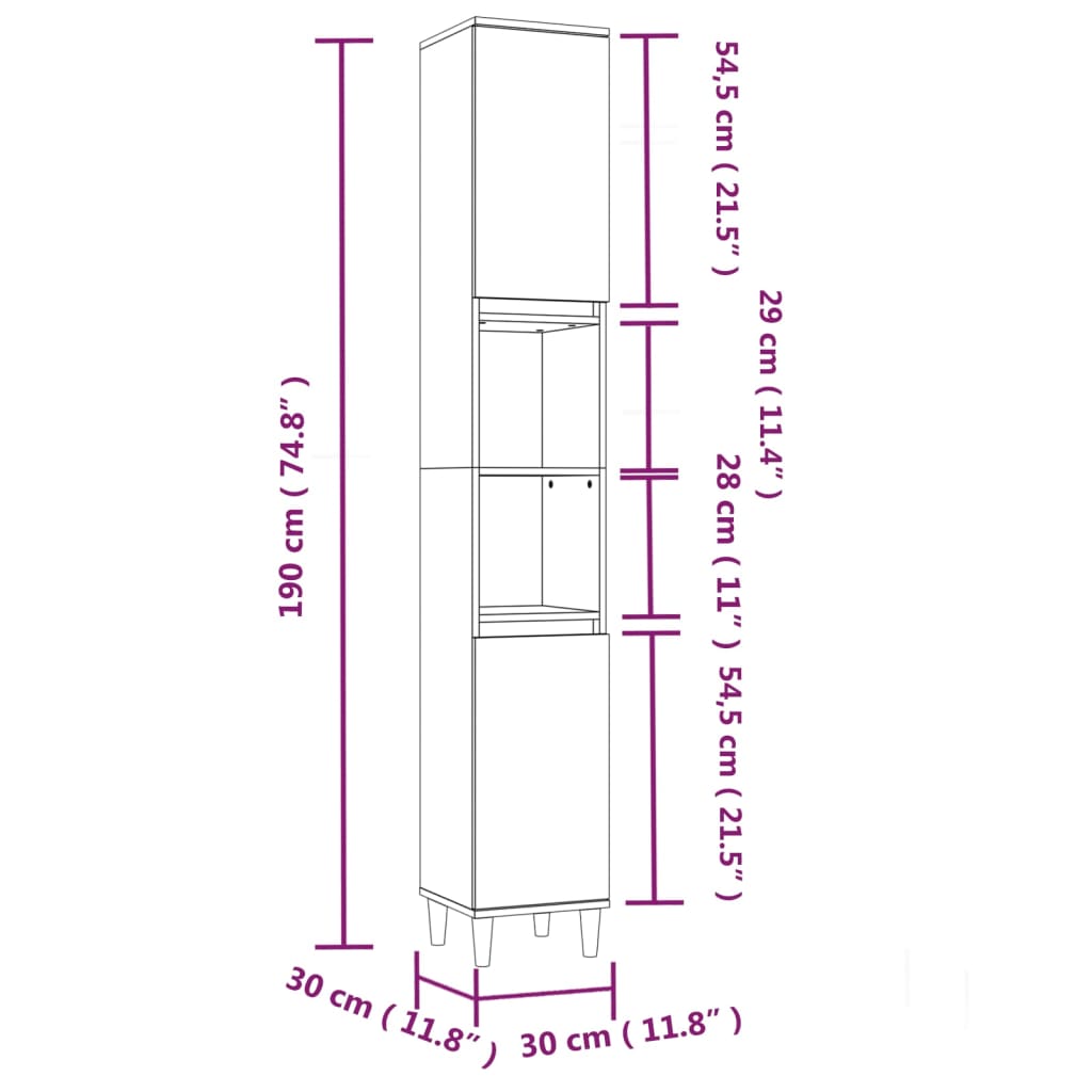 Set mobilier de baie, 3 piese, gri beton, lemn compozit