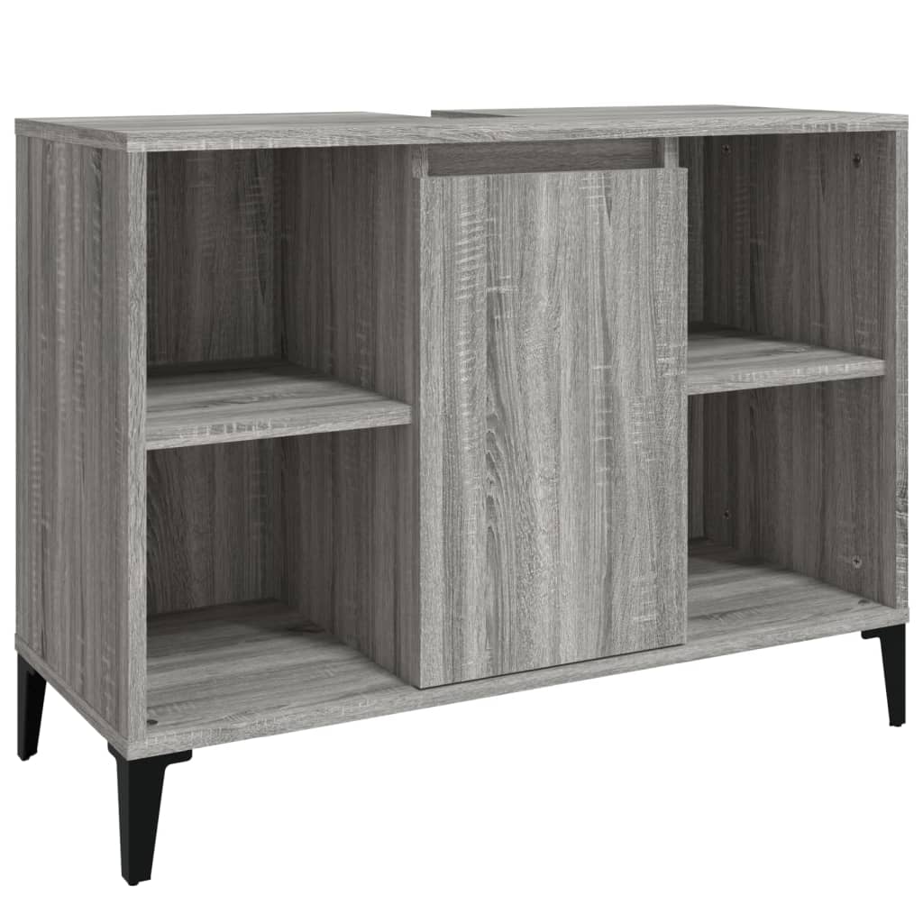 Set mobilier de baie, 3 piese, gri sonoma, lemn prelucrat