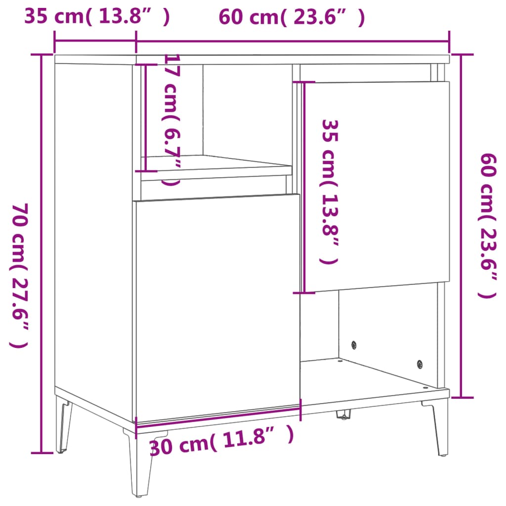 Dulapuri, 2 buc, alb, 60x35x70 cm, lemn prelucrat