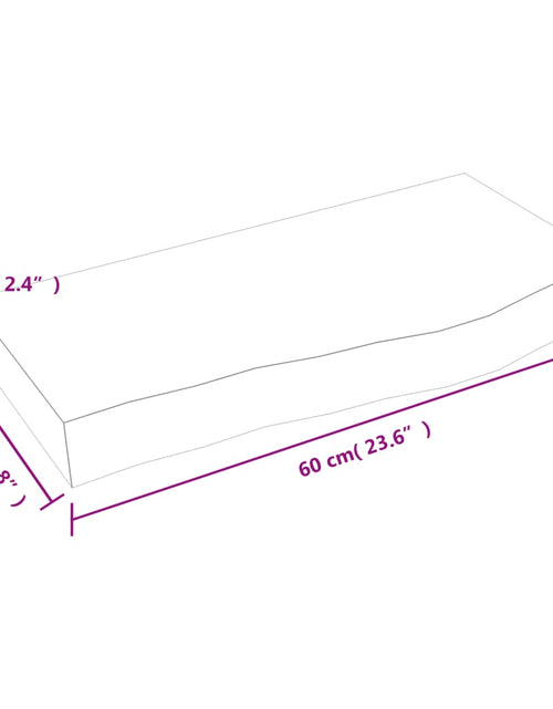 Загрузите изображение в средство просмотра галереи, Blat de baie, maro deschis, 60x30x(2-6) cm, lemn masiv tratat
