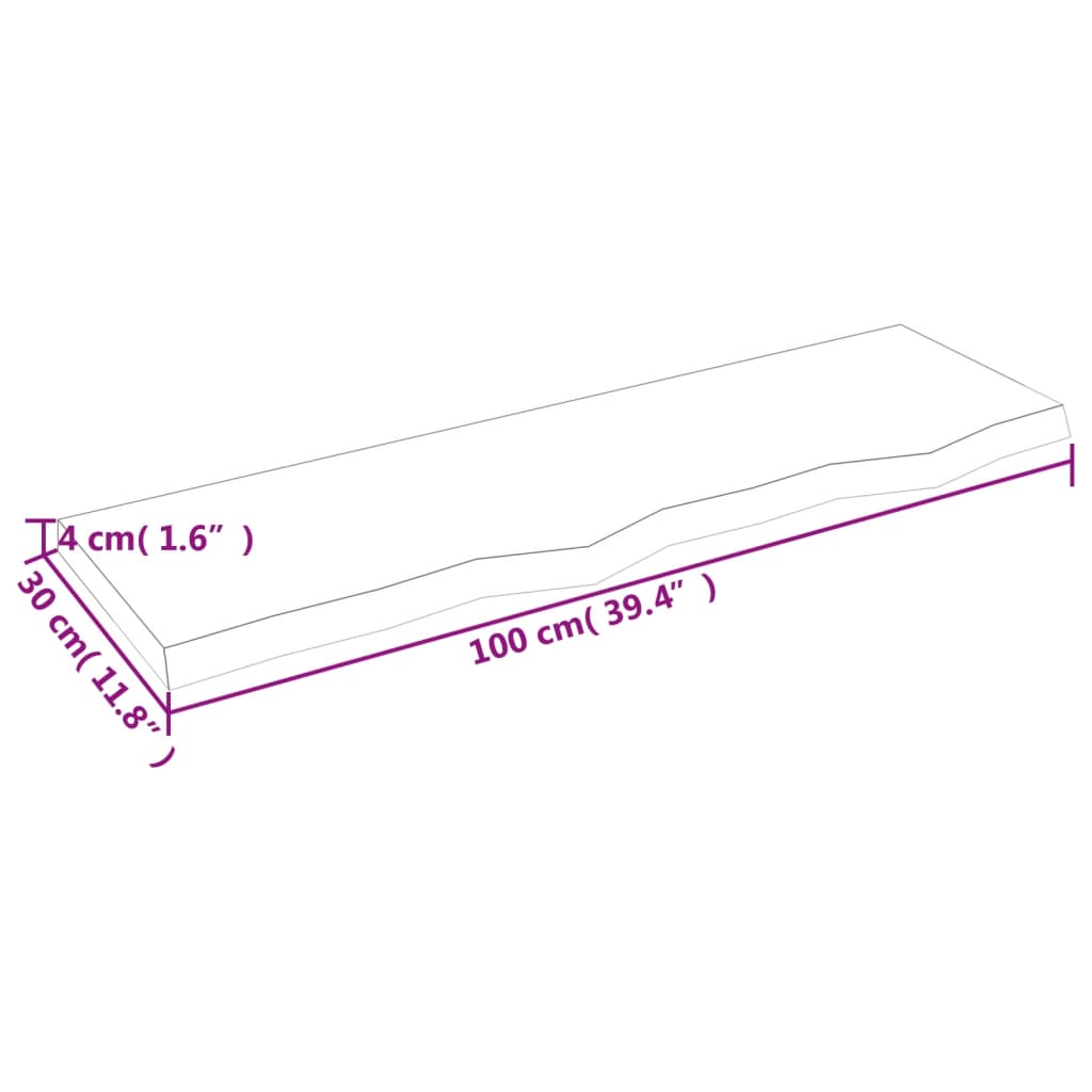 Blat de baie, maro deschis, 100x30x4 cm, lemn masiv tratat