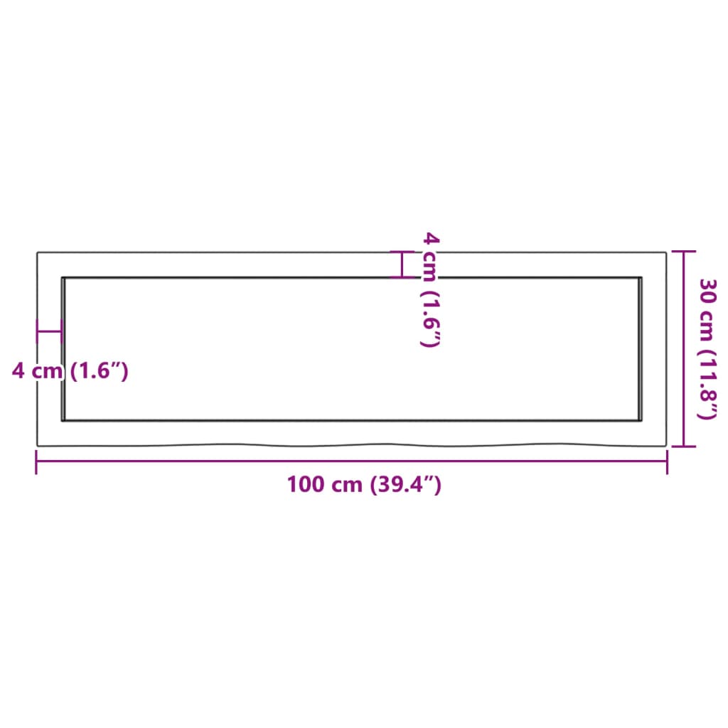 Blat de baie, maro deschis, 100x30x(2-6) cm, lemn masiv tratat