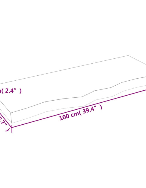 Încărcați imaginea în vizualizatorul Galerie, Blat de baie, maro deschis, 100x40x(2-6) cm, lemn masiv tratat
