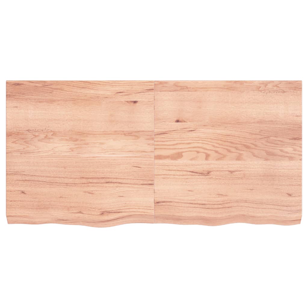 Blat de baie, maro deschis, 120x60x(2-6) cm, lemn masiv tratat