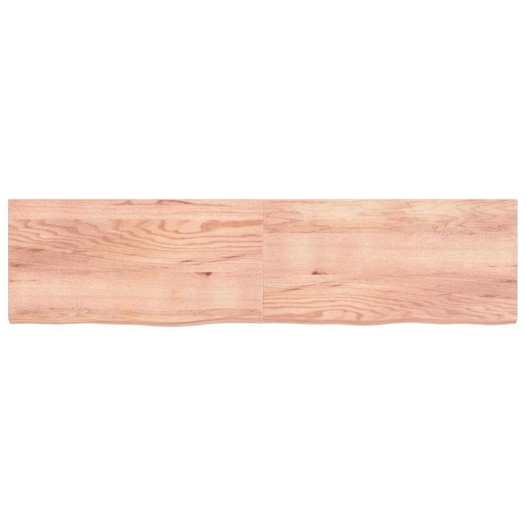 Blat de baie, maro deschis, 200x50x(2-6) cm, lemn masiv tratat