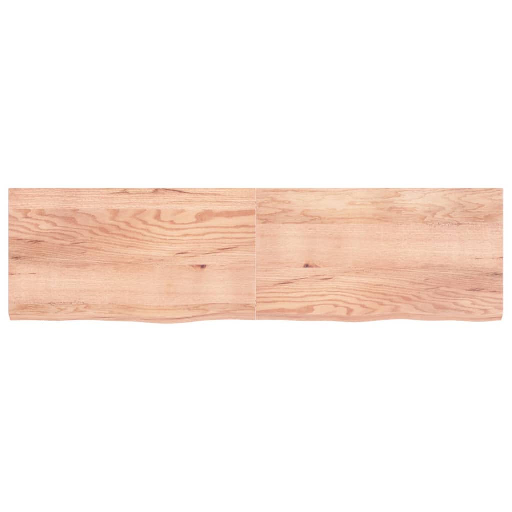 Blat de baie, maro deschis, 220x60x(2-6) cm, lemn masiv tratat