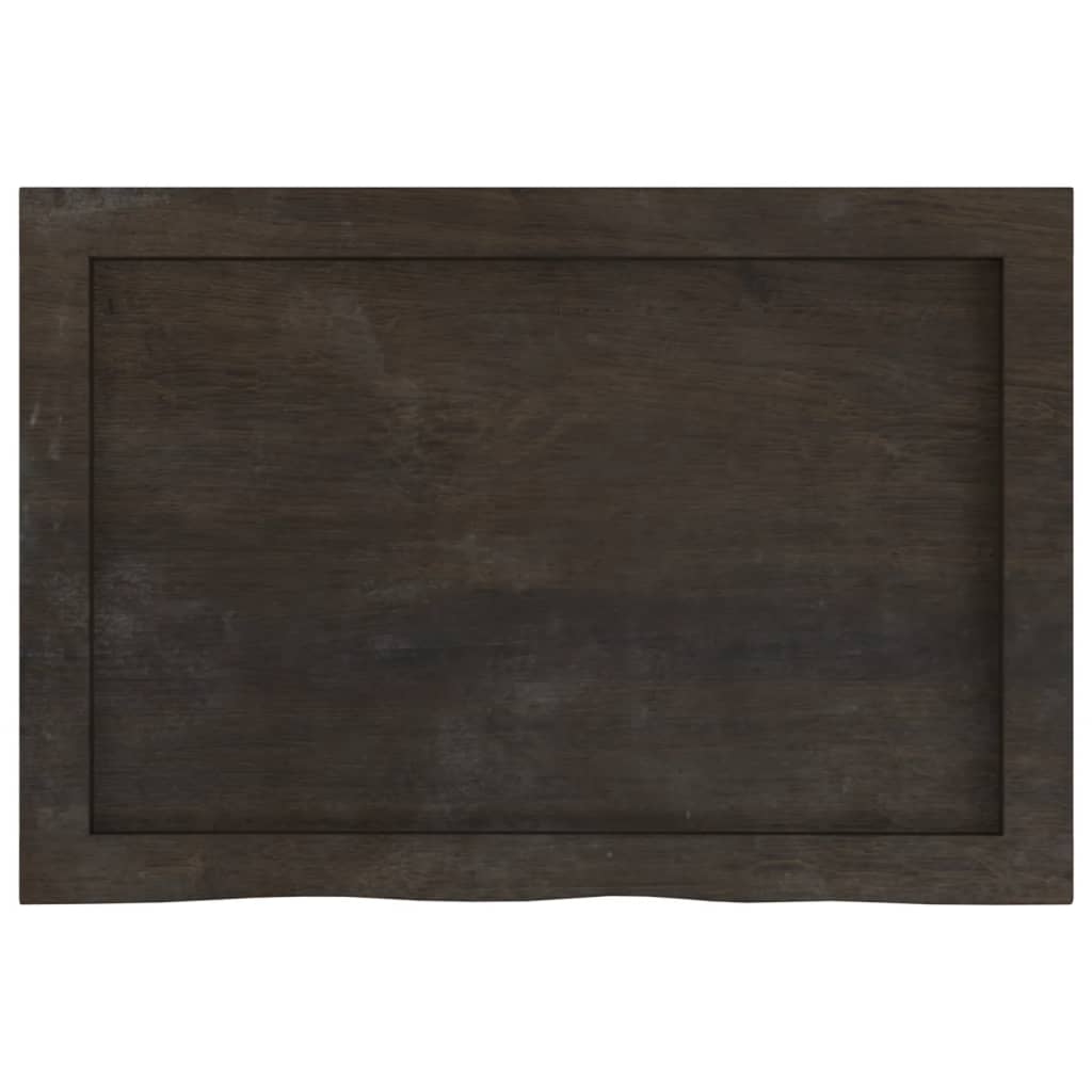 Blat de baie, gri închis, 60x40x6 cm, lemn masiv tratat