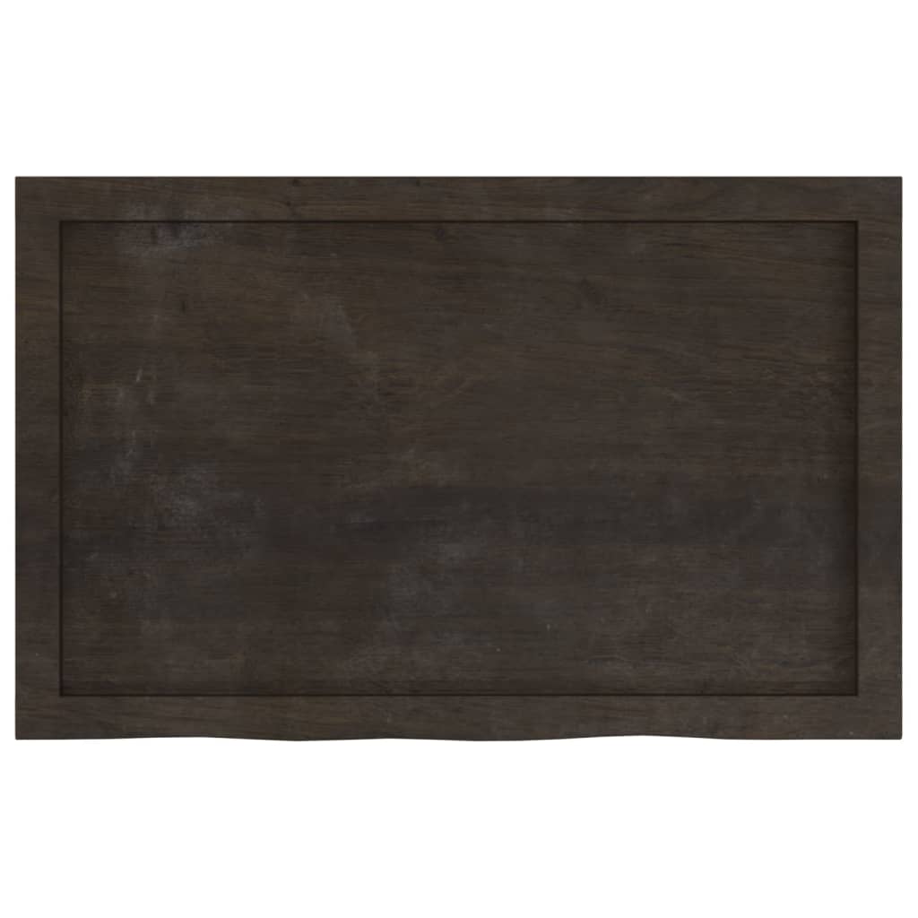 Blat de baie, gri închis, 80x50x6 cm, lemn masiv tratat