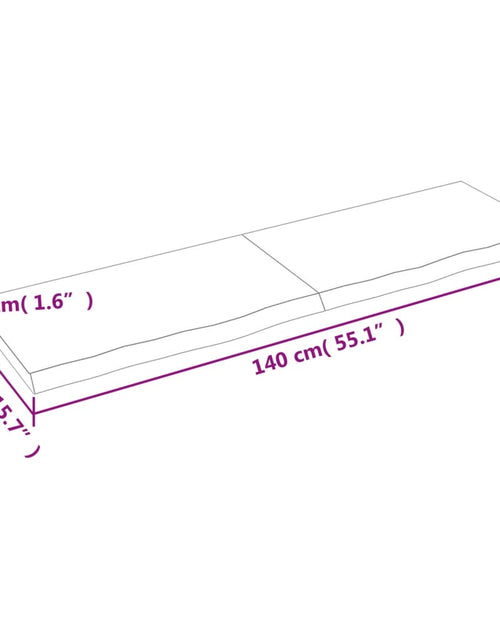 Загрузите изображение в средство просмотра галереи, Blat de baie, maro închis, 140x40x(2-4) cm, lemn masiv tratat
