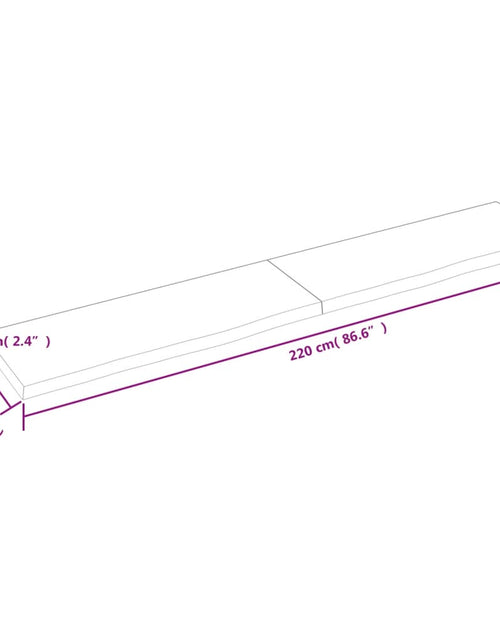Загрузите изображение в средство просмотра галереи, Blat de baie, maro închis, 220x40x(2-6) cm, lemn masiv tratat
