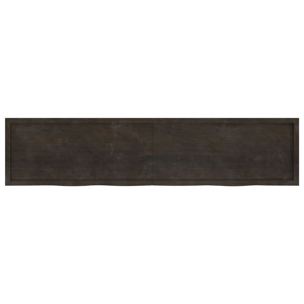 Blat de baie, maro închis, 220x50x(2-6) cm, lemn masiv tratat
