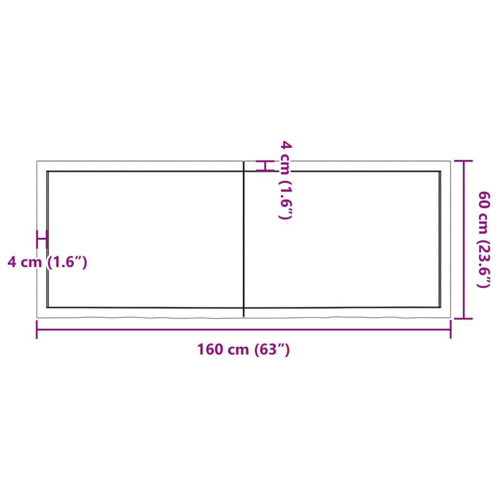 Blat de masă, 160x60x(2-6) cm, lemn masiv de stejar netratat