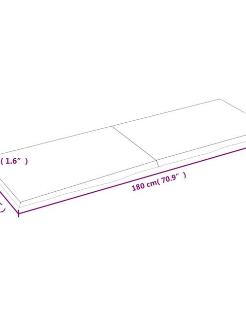 Încărcați imaginea în vizualizatorul Galerie, Blat de masă, 180x60x(2-4) cm, lemn masiv de stejar netratat
