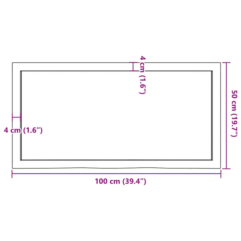 Blat de masă maro 100x50x(2-6) cm, lemn masiv stejar tratat