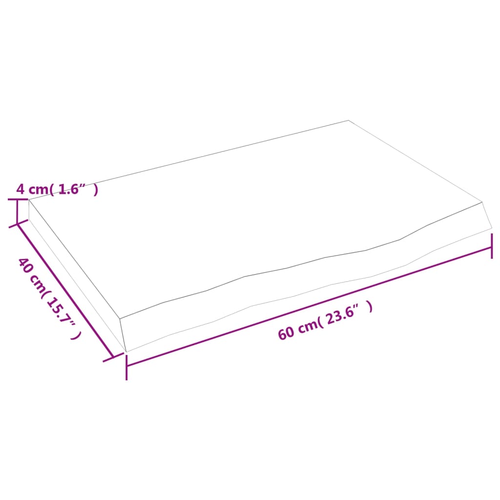 Blat de masă maro 60x40x(2-4) cm, lemn masiv stejar tratat