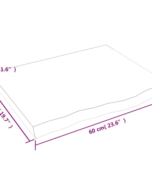 Încărcați imaginea în vizualizatorul Galerie, Blat de masă maro 60x50x(2-4) cm, lemn masiv stejar tratat
