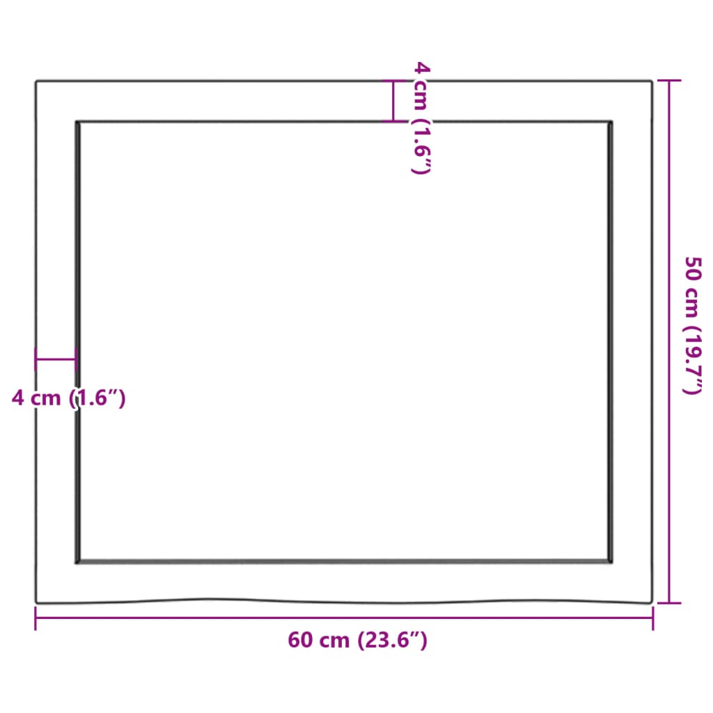 Blat de masă maro 60x50x(2-6) cm, lemn masiv stejar tratat