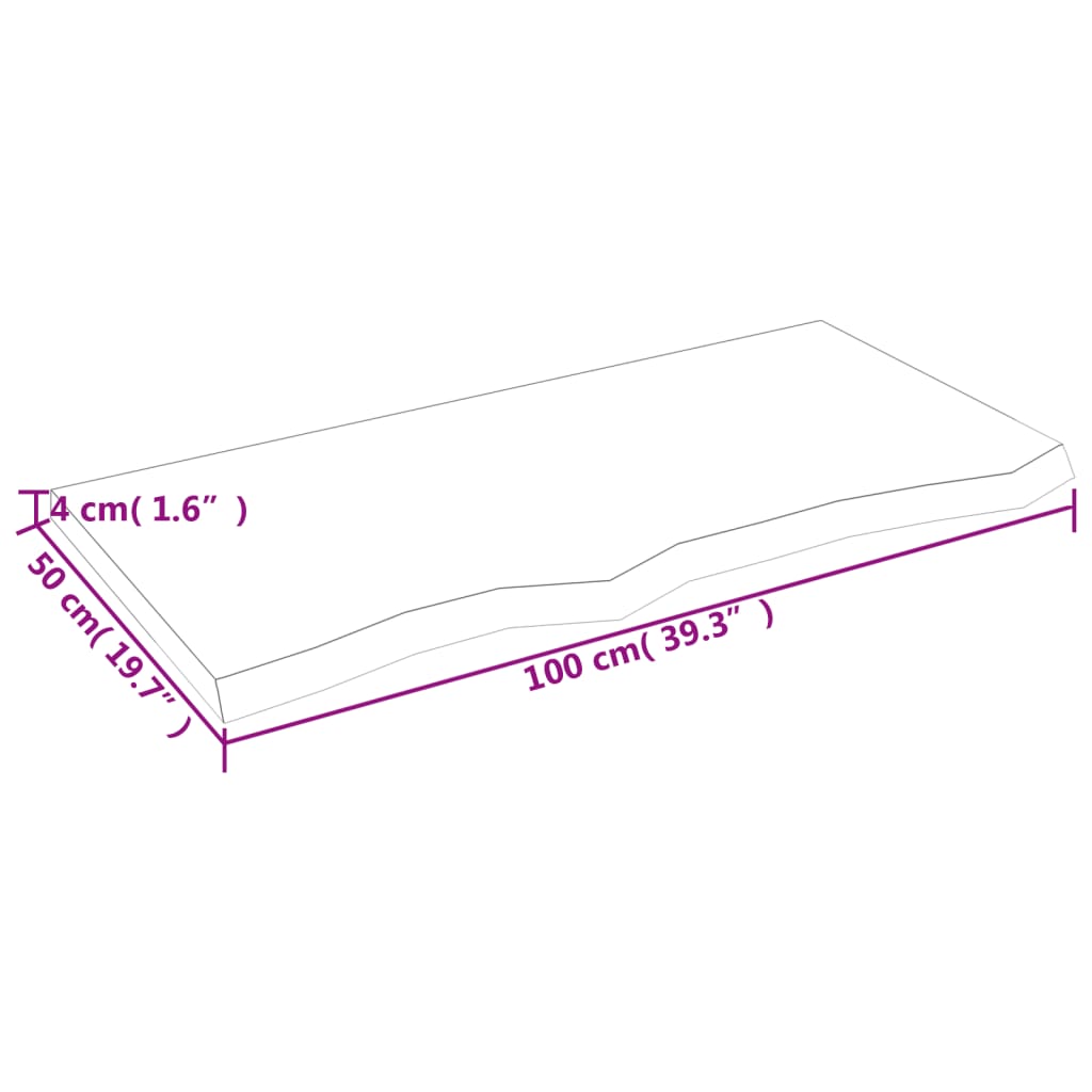 Blat de masă maro 100x50x(2-4) cm, lemn masiv stejar tratat