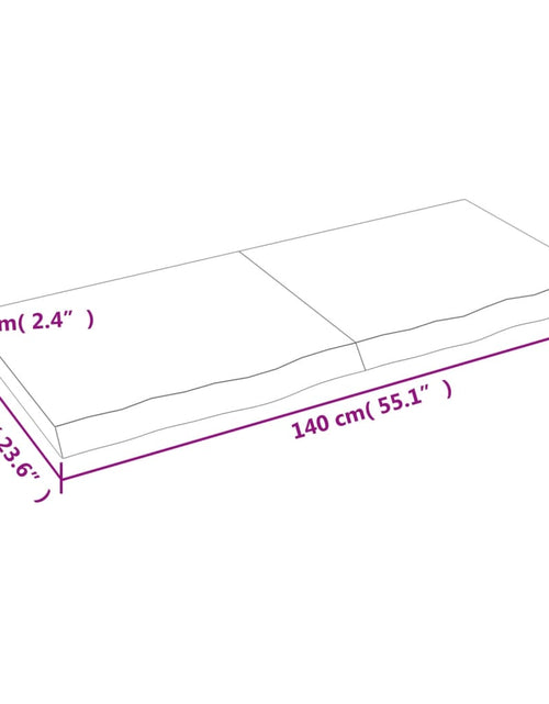 Загрузите изображение в средство просмотра галереи, Blat de masă maro 140x60x(2-6) cm, lemn masiv stejar tratat
