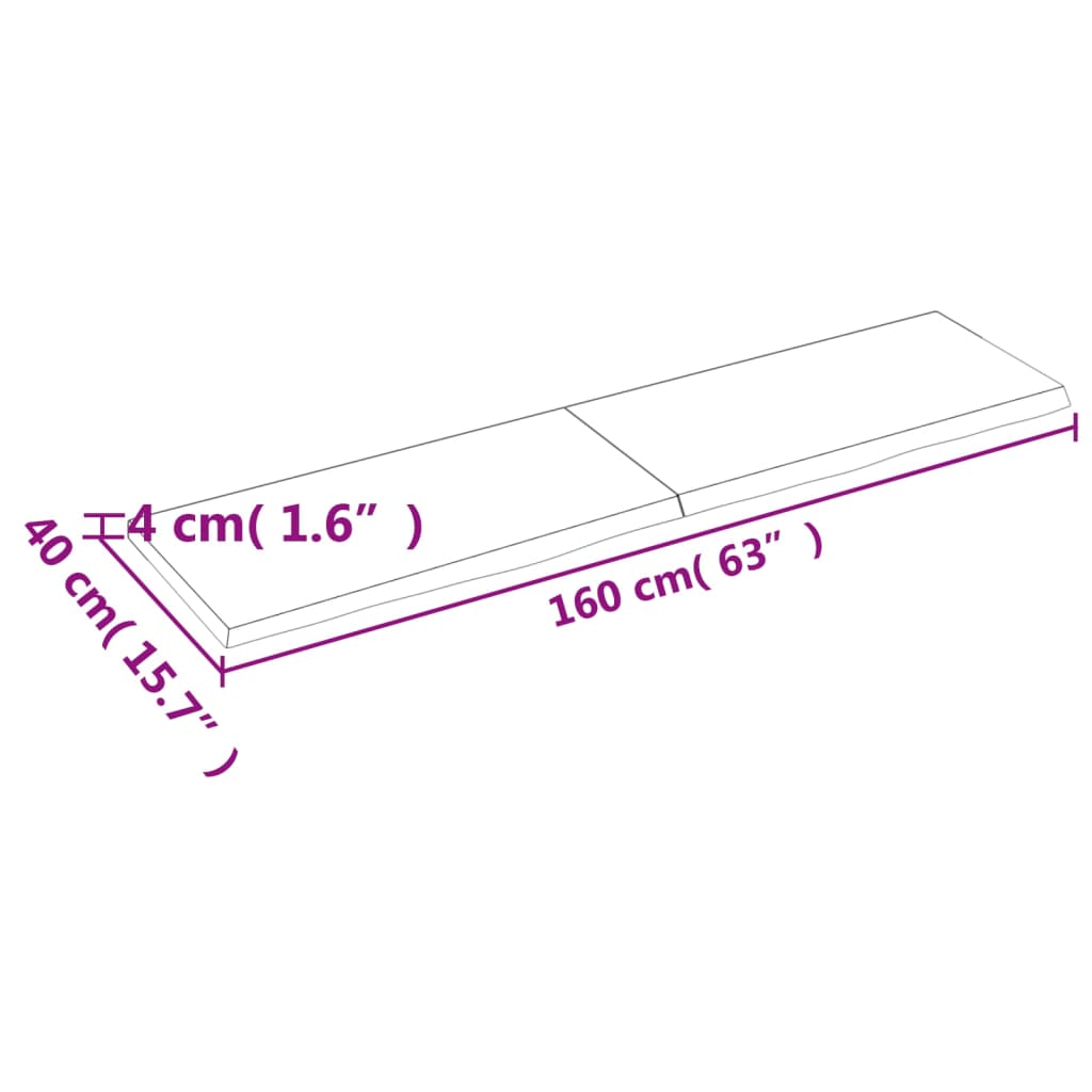 Blat de masă maro 160x40x(2-4) cm, lemn masiv stejar tratat