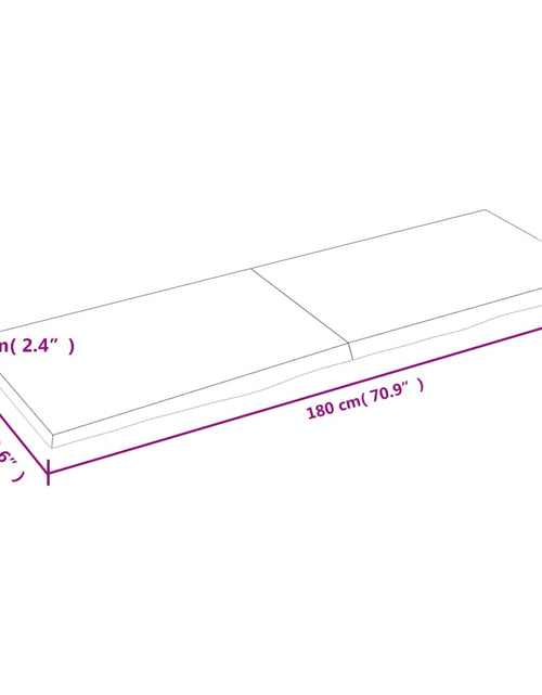 Încărcați imaginea în vizualizatorul Galerie, Blat de masă maro 180x60x(2-6) cm, lemn masiv stejar tratat
