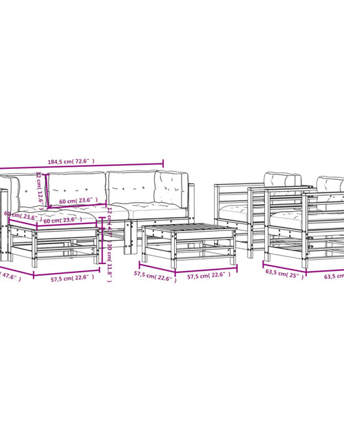 Загрузите изображение в средство просмотра галереи, Set mobilier de grădină cu perne, 7 piese, lemn masiv
