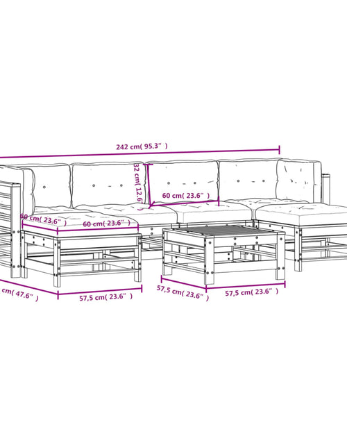 Încărcați imaginea în vizualizatorul Galerie, Set mobilier de grădină cu perne, 7 piese, alb, lemn masiv
