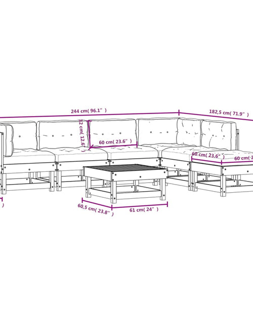 Încărcați imaginea în vizualizatorul Galerie, Set mobilier de grădină cu perne, 7 piese, alb, lemn masiv
