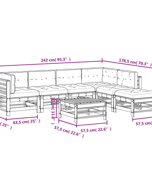 Загрузите изображение в средство просмотра галереи, Set mobilier de grădină cu perne, 7 piese, lemn de pin tratat
