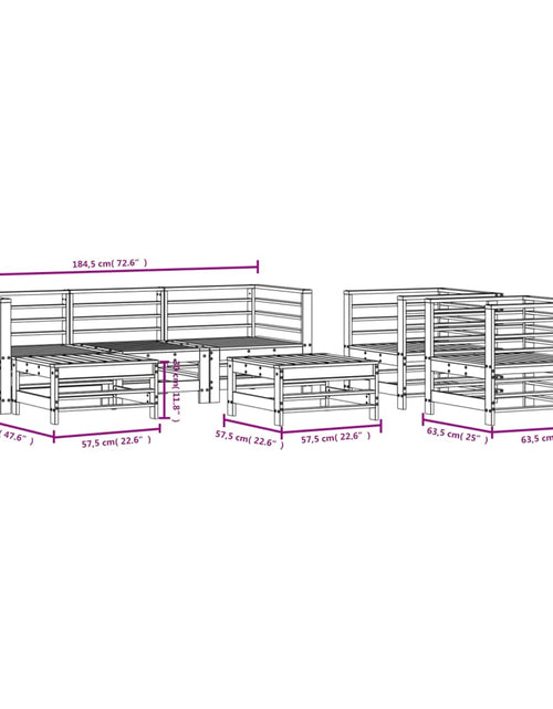 Загрузите изображение в средство просмотра галереи, Set mobilier de grădină, 7 piese, alb, lemn masiv de pin
