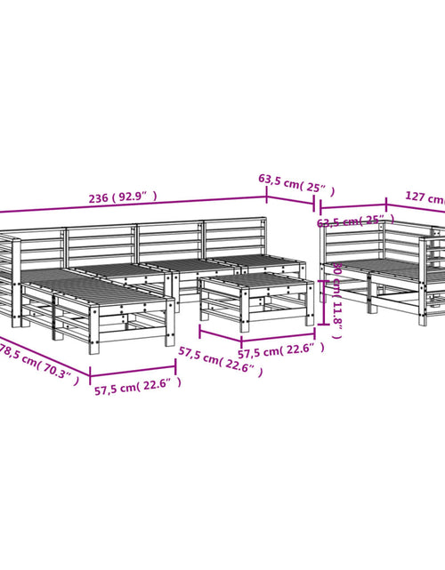 Загрузите изображение в средство просмотра галереи, Set mobilier de grădină, 9 piese, lemn de pin tratat
